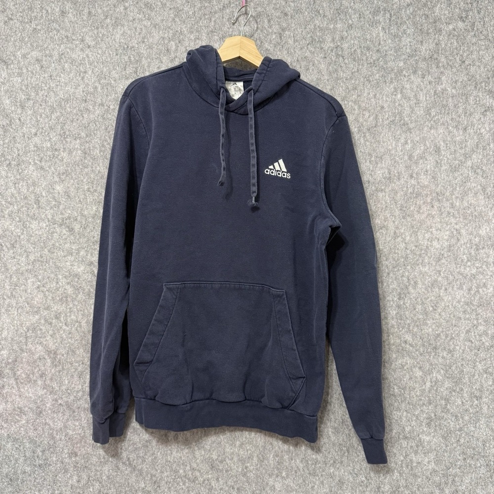 Adidas Navy‎ Blue Pullover Hoodie Men's Sz M Logo Embroidered Sweatshirt